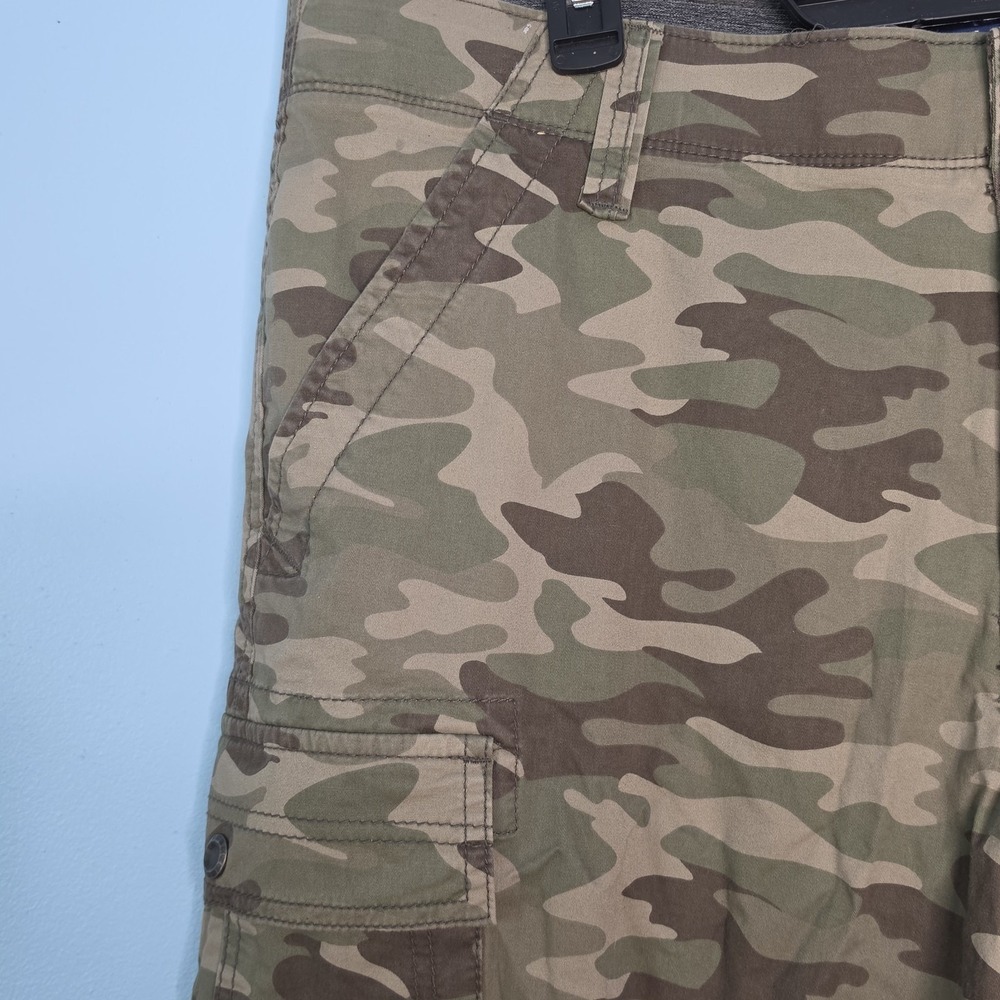George Mens Camo Cargo Shorts Size 40 Elastic Waist Cotton Stretch 14" Inseam - Picture 7 of 16